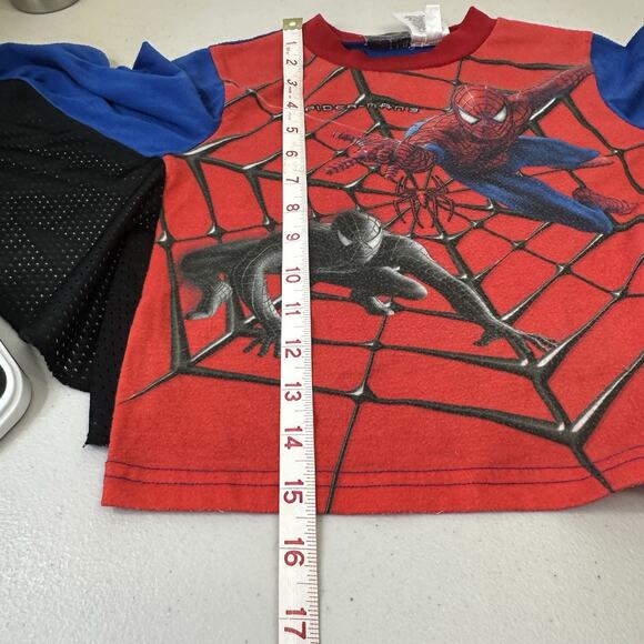 Vintage 2007 Spiderman 3 Webbed Arms Long Sleeve Shirt Flame Resistant Size 5T - Picture 3 of 10